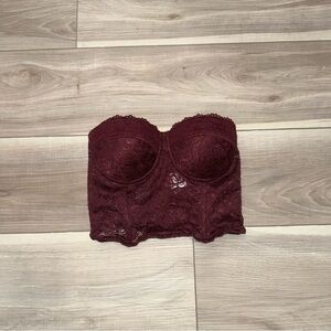 Charlotte Russe Lace Strapless Maroon Bustier